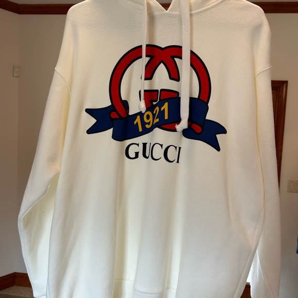 Men's Gucci jersey cotton hoodie, interlocking G 1921 anniversary motif large - Picture 2 of 12
